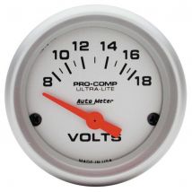 Auto Meter Voltage Pro Comp Ultra-Lite air Core Movement Gauge - Silver, Silver