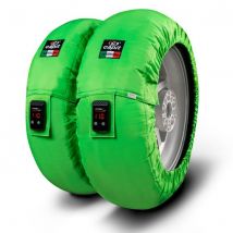 Capit Suprema Vision Motorcycle Tyre Warmers - M/XXL (125/17 Front - 200/55-17 Rear), Green, Green