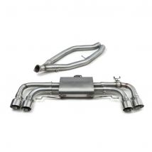 "Cobra Sport Non-Resonated 3" GPF Back Exhaust System - Single Valved" - 4x 4 Inch Round Slashcut Carbon Fibre Tailpipes