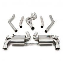 "Cobra Sport Non-Resonated 3" Cat Back Exhaust System - Twin Valved" - 2x 4 Inch Round Inverted Slashcut Polished T/Pipes