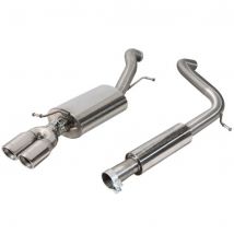 "Cobra Sport Resonated 2.5" Cat Back Exhaust System" - 2x 3 Inch Round Rolled-In Slashcut Polished Tailpipes
