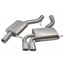 "Cobra Sport Resonated 3" Cat Back Exhaust System" - 2x 3 Inch Round Slashcut Angled Polished Tailpipes