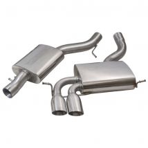 "Cobra Sport Resonated 3" Cat Back Exhaust System" - 2x 3.5 Inch Round Slashcut Angled Polished Tailpipes
