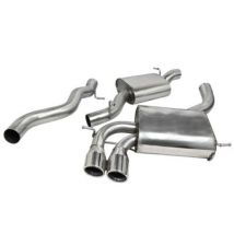 "Cobra Sport Non-Resonated 3" Cat Back Exhaust System" - 2x 3.5 Inch Round Slashcut Angled Polished Tailpipes