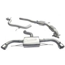 "Cobra Sport Non-Resonated 3" Turbo Back Exhaust System With Hi-Flow Sports Cat" - 2x 4 Inch Round Slashcut Polished Tailpipes