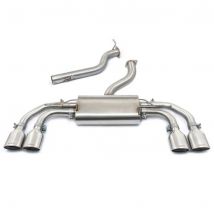 "Cobra Sport Non-Resonated 3" GPF Back Exhaust System - Non-Valved" - 4x 4 Inch Round Slashcut Carbon Fibre Tailpipes