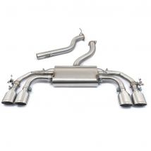 "Cobra Sport Non-Resonated 3" GPF Back Exhaust System - Valved" - 4x 4 Inch Round Slashcut Carbon Fibre Tailpipes