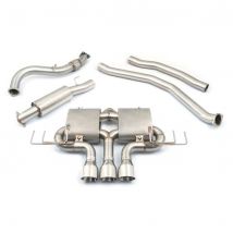 "Cobra Sport Resonated 3" Cat Back Exhaust System" - 3x 4 Inch Round Slashcut Blackout Tailpipes