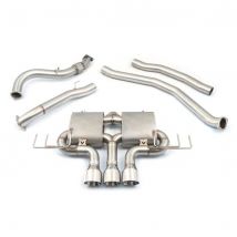 "Cobra Sport Non-Resonated 3" Cat Back Exhaust System" - 3x 4 Inch Round Rolled-In Slashcut Polished Tailpipes