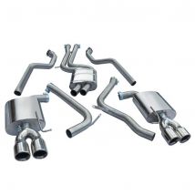 "Cobra Sport Non-Resonated 2.5" Cat Back Exhaust System" - 4x 3.5 Inch Round Slashcut Angled Polished Tailpipes