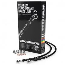 Goodridge Motorcycle Front Brake Line Kit - Black Line / Stainless Fitting, Black