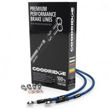 Goodridge Motorcycle Front Brake Line Kit - Electric Blue Line / Black Fitting, Blue