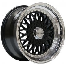 Lenso BSX Alloy Wheels in Black Gloss/Mirror Lip Set of 4 - 15x7 Inch ET30 4x100 PCD 73.1mm Centre Bore Black Gloss/Mirror Lip, Black