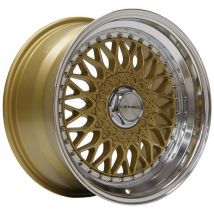 Lenso BSX Alloy Wheels in Gold/Mirror Lip Set of 4 - 15x7 Inch ET30 5x100 PCD 73.1mm Centre Bore Gold/Mirror Lip, Gold