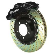 Brembo Gran Turismo Big Brake Kit With 2-Piece Cast Calipers And 2-Piece Discs - Black 4 Piston Calipers, 355x32mm Drilled Discs, Black