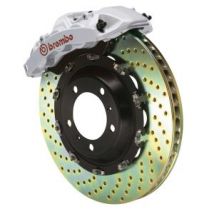 Brembo Gran Turismo Big Brake Kit With 2-Piece Cast Calipers And 2-Piece Discs - Silver 4 Piston Calipers, 355x32mm Drilled Discs, Silver