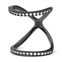 Pippa&Jean Mode-ring Messing Glaskristallen in Zwart