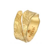 KUZZOI Heren Ring Structuur Gebruikte Look in 925 Sterling Zilver Gold Plated