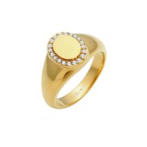 Elli PREMIUM Elli PREMIUM Ring Dames Signetring Elegant met kristallen in 925 Sterling Zilver Verguld Goud