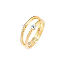 Elli DIAMONDS Dames Solitaire Elegant Klassieker met diamanten (0,13 ct.) in 925 Sterling Zilver Goud