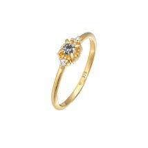 Elli DIAMONDS Dames Solitaire Ring Salt-Pepper met diamant (0.11 ct.) en topaas edelsteen in 925 Sterling Zilver Goud