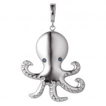 Pippa&Jean Edelstalen hanger Octopus Edelstaal Embellished with Swarovski crystals® in Zilver