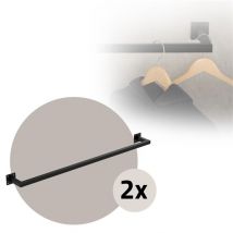 2er Set Kleiderstange Garderobe Wandmontage 12 x 110 cm Schwarz aus Stahl ML-Design