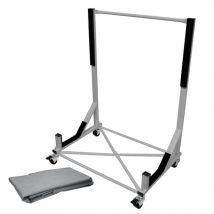 Hardtopständer mit 4 feststellbaren Rollen Silber aus Stahl und Hardtop Cover XXL