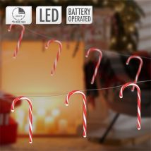 LED Zuckerstangenlichterkette 330 cm mit 28 warmweißen LEDs