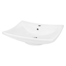 Waschbecken Eckig mit Überlauf 60,5x46x16,5 cm Weiß aus Keramik