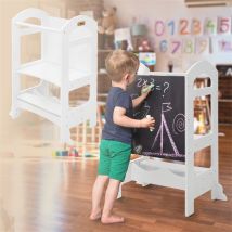 Lernturm 2in1 für Kinder ab 1 Jahr Weiß aus Holz inkl. Tafel von Joyz