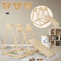 3in1 Klettergerüst Set Indoor mit 2x Kletterleiter aus Holz Joyz