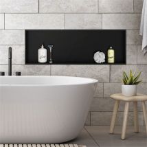 Duschnische 90x30 cm Schwarz aus Edelstahl Wandnische Duschablage LuxeBath