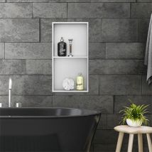 Duschnische 2 Ebenen 30x60 cm Silber aus Edelstahl Wandnische Duschablage LuxeBath