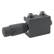 Ventil-Armaturen Set Anthrazit Universal für Eck- und Durchgangsform inkl. Thermostatkopf LuxeBath