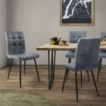Esszimmerstuhl 4er Set Quadrat Steppung mit Rückenlehne Anthrazit Küchenstuhl mit Kunstleder Bezug ML-Design