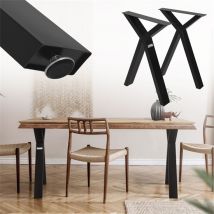 2 Stück Tischbeine B50xH72 cm Tischkufen X-Form Stahl pulverbeschichtet Schwarz ML-Design