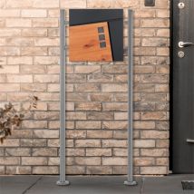 Standbriefkasten mit Zeitungsfach 37x36,5x11 cm Anthrazit/Holzoptik aus Stahl ML-Design