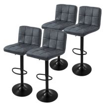 2er Set Barhocker 2x Anthrazit Kunstlederbezug mit Rückenlehne und Fußstütze höhenverstellbar 63-83cm ML-Design
