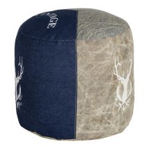 Sitzhocker rund Ø 35x43 cm Blau aus Segeltuch/Jeans mit Baumwolle Füllung  WOMO-Design