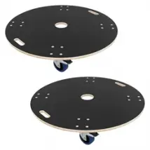 2er Set Rollbrett Möbelroller rund Ø 87 cm aus Multiplex mit Feststellbremsen Tragkraft 800 kg