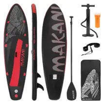 B-Ware Aufblasbares Stand Up Paddle Board Makani 320x82x15 cm Schwarz/Rot aus PVC