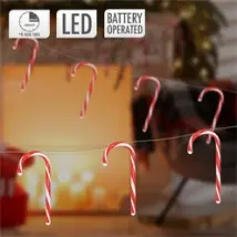 LED Zuckerstangenlichterkette 330 cm mit 28 warmweißen LEDs