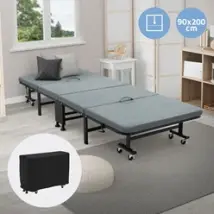 Klappbares Gästebett 90x200 cm mit Matratze, rollbar, für Kinder & Erwachsene bis 200kg belastbar