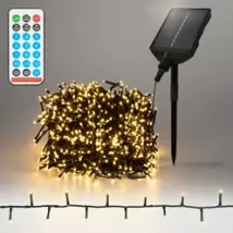 LED Solar Cluster Lichterkette 16 m mit 800 warmweißen LEDs 13 Modi & Timer