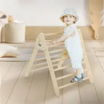 Kletterdreieck für Kinder ab 1 Jahr 73x72x60 cm Natur aus Holz Joyz