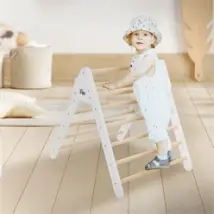 Kletterdreieck für Kinder ab 2 Jahre 73x72x60 cm Natur/Weiß aus Holz Joyz