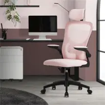 Ergonomischer Bürostuhl Rosa Netzgewebe mit verstellbarer Kopfstütze und Rollen ML-Design