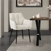 Esszimmerstuhl Creme aus Frotteestoff mit gepolstertem Sitz ML-Design