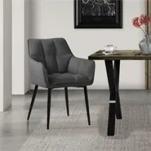 Esszimmerstuhl Dunkelgrau aus Frotteestoff mit dickem gepolsterter Sitz ML-Design